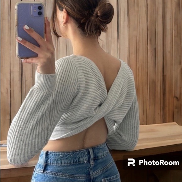 SALE!! Grey crop Garage sweater (reversible).    3 - Picture 4 of 7